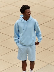 BOSS Light Blue Regular Fit Cotton Terry Jersey Shorts - Image 4 of 9