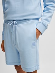 BOSS Light Blue Regular Fit Cotton Terry Jersey Shorts - Image 5 of 9