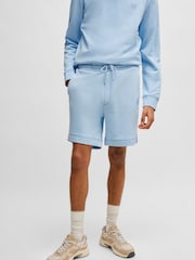 BOSS Light Blue Regular Fit Cotton Terry Jersey Shorts - Image 6 of 9