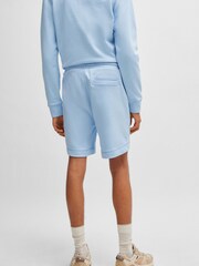 BOSS Light Blue Regular Fit Cotton Terry Jersey Shorts - Image 7 of 9