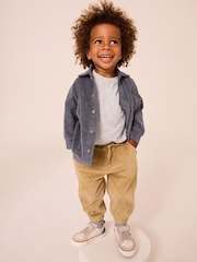 Blue/Tan Brown Jersey Corduroy Shirt and Joggers Set (3mths-7yrs) - Image 1 of 10