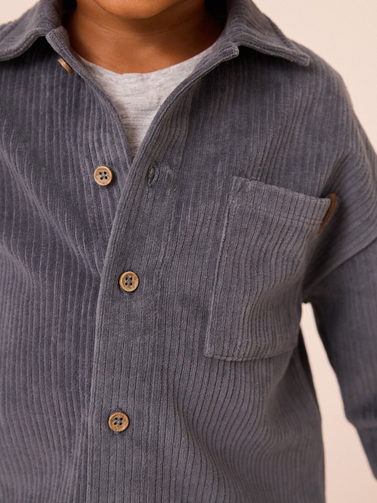 Bleu/Fauve Marron - Ensemble chemise et jogging en jersey velours côtelé (3mths-7yrs) - Image 5 of 10