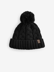 Black Cable Knit Pom Hat (1-16yrs) - Image 1 of 2