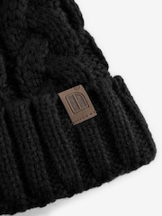 Black Cable Knit Pom Hat (1-16yrs) - Image 2 of 2