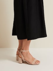 Phase Eight Brown Suede Scallop Block Heels - Image 3 of 7