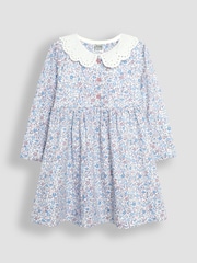JoJo Maman Bébé Pink Bloom Ditsy Floral Floral Broderie Collar Dress - Image 1 of 3