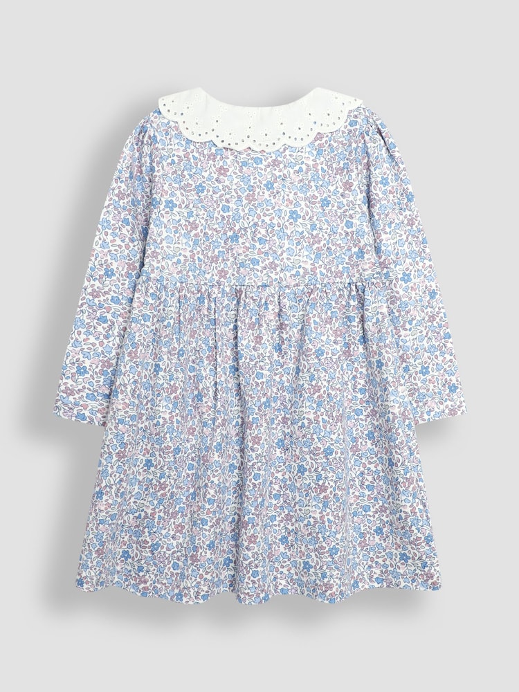 JoJo Maman Bébé Pink Bloom Ditsy Floral Floral Broderie Collar Dress - Image 2 of 3