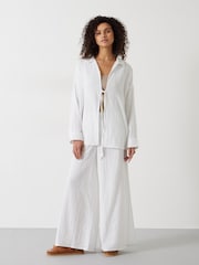 Hush White Elodie Beach 100% Cotton Trousers - Image 1 of 5