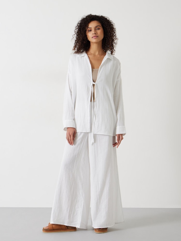 Hush White Elodie Beach 100% Cotton Trousers - Image 1 of 5