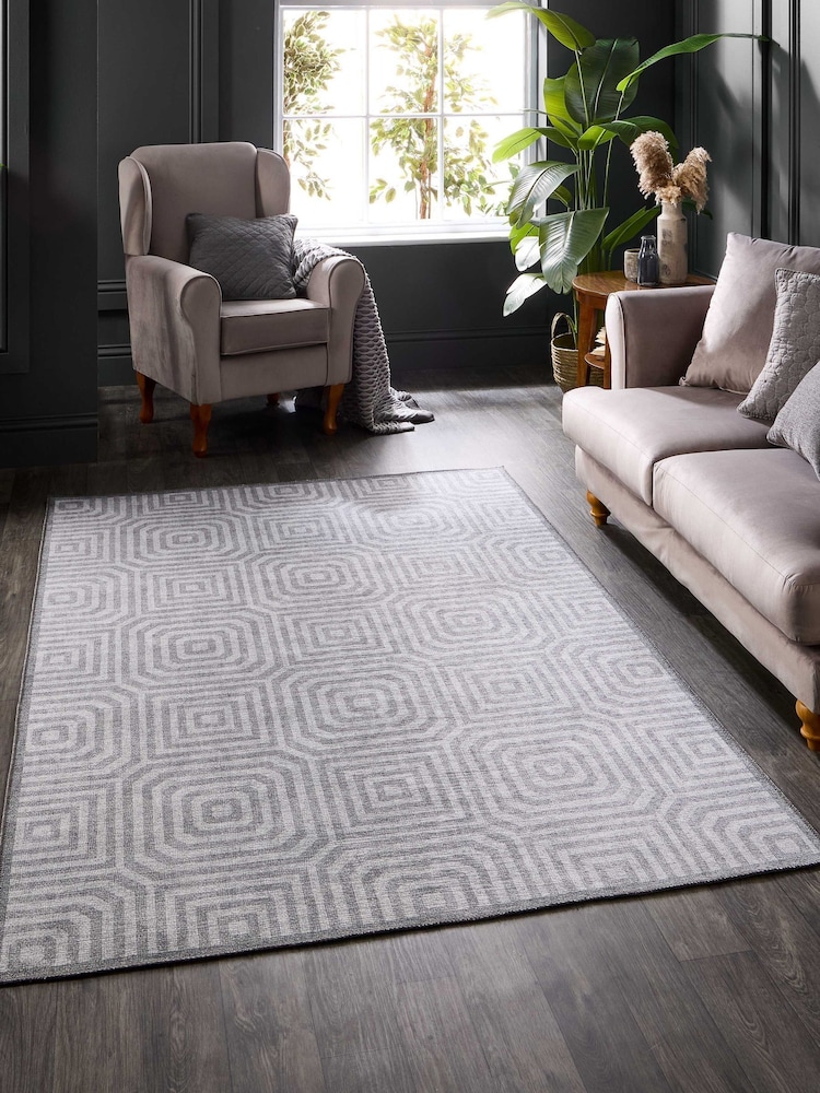 Laurence Llewelyn-Bowen Grey Cassetino Stripe Washable Flat Weave Rug - Image 1 of 6 Laurence Llewelyn-Bowen Grey Cassetino Stripe Washable Flat Weave Rug - Image 1 of 6