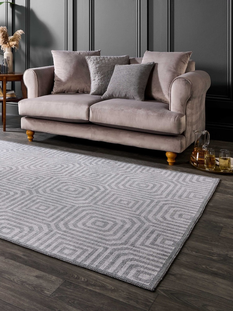 Laurence Llewelyn-Bowen Grey Cassetino Stripe Washable Flat Weave Rug - Image 2 of 6 Laurence Llewelyn-Bowen Grey Cassetino Stripe Washable Flat Weave Rug - Image 2 of 6