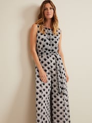 Phase Eight Black Print Petite Janine Jumpsuit - Image 3 of 7