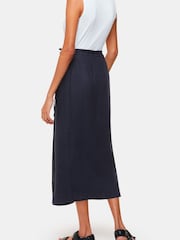 Whistles Blue Linen Wrap Midi Skirt - Image 2 of 5