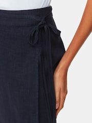Whistles Blue Linen Wrap Midi Skirt - Image 4 of 5