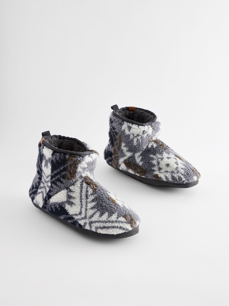 Grey Faux Fur Lined Boot Slippers - Image 1 of 9