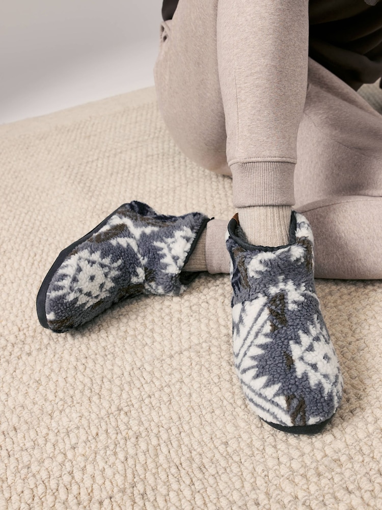 Grey Faux Fur Lined Boot Slippers - Image 2 of 9