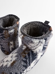 Grey Faux Fur Lined Boot Slippers - Image 7 of 9