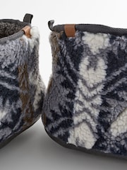 Grey Faux Fur Lined Boot Slippers - Image 9 of 9