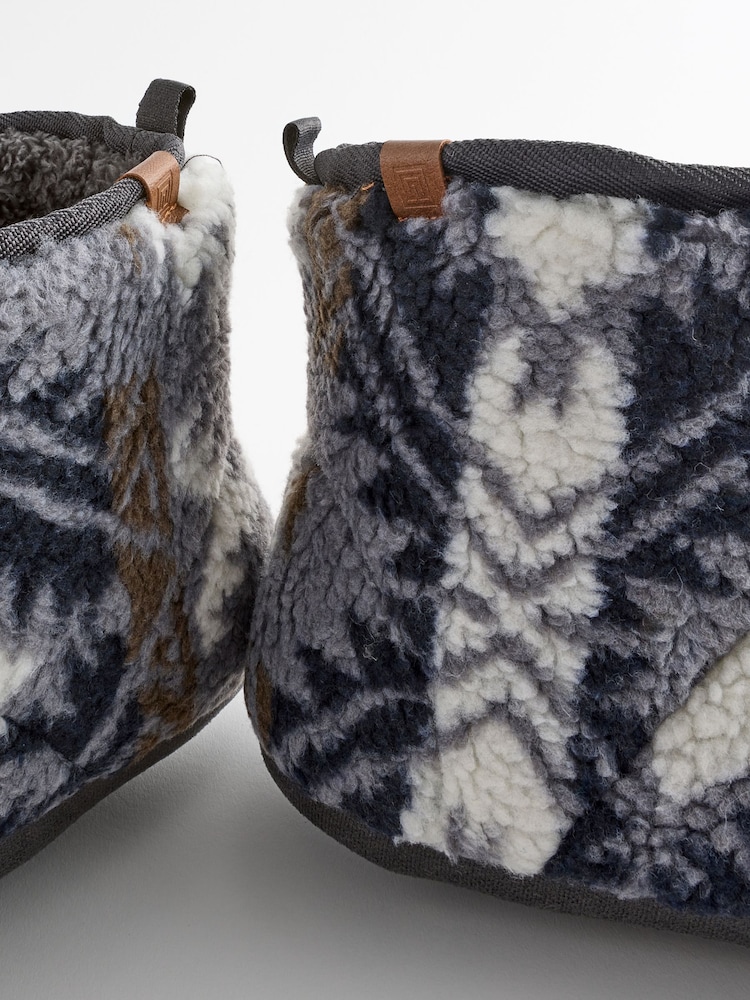 Grey Faux Fur Lined Boot Slippers - Image 9 of 9