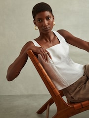 Reiss Cream Mirabelle Linen Corset Vest - Image 1 of 4
