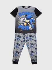 Brand Threads Blue Boys Sonic The Hedgehog 100% Cotton Pyjama Set - Image 1 of 4