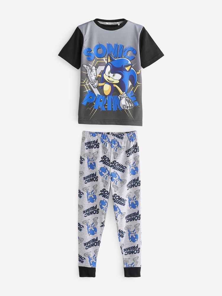 Brand Threads Blue Boys Sonic The Hedgehog 100% Cotton Pyjama Set - Image 2 of 4