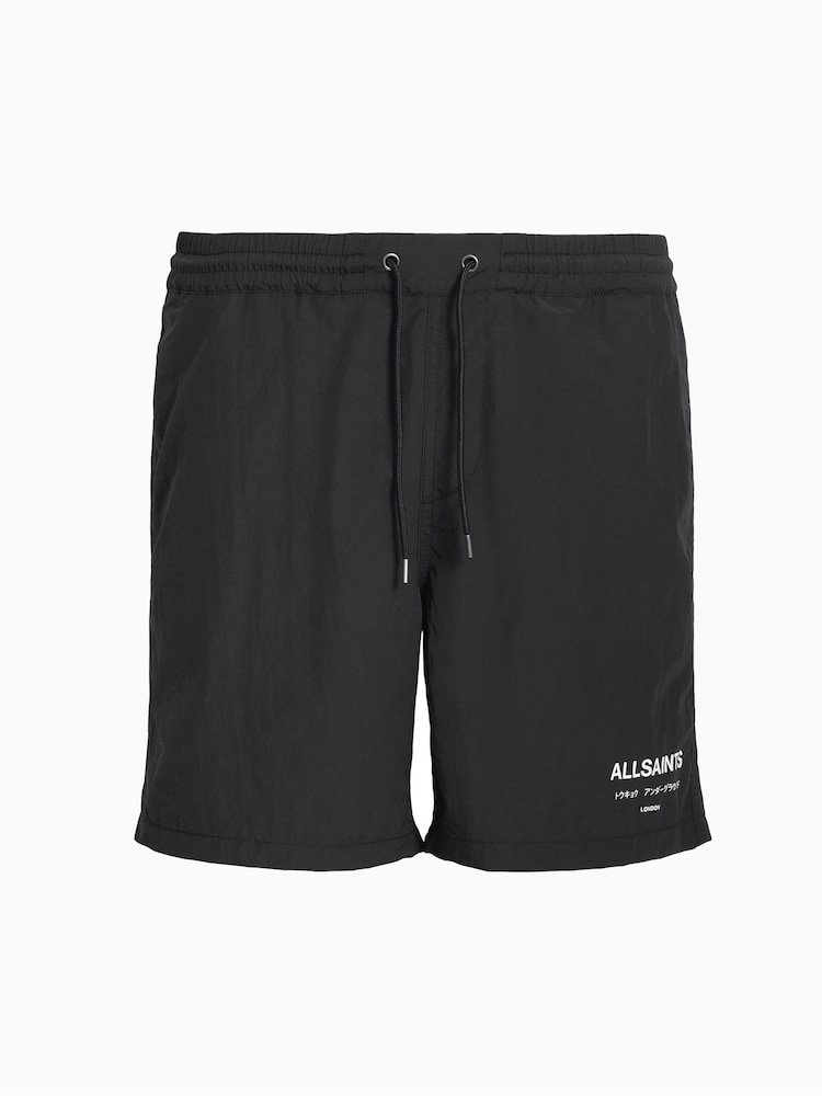 AllSaints Underground Black Swim Shorts - Image 10 of 10