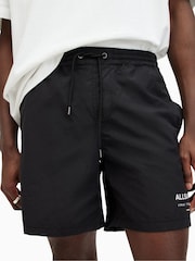 AllSaints Underground Black Swim Shorts - Image 8 of 10