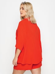 Yours Curve Red Crinkle Shirt - Image 4 of 6