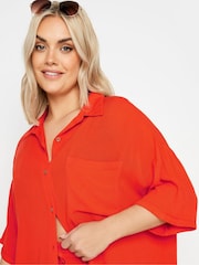 Yours Curve Red Crinkle Shirt - Image 5 of 6