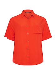 Yours Curve Red Crinkle Shirt - Image 6 of 6