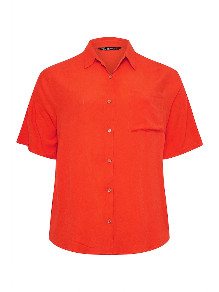 Yours Curve Red Crinkle Shirt - Image 6 of 6