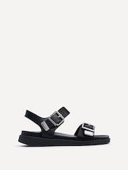 Linzi Black Jet Black Sandals With Large Buckle Detail - Image 2 of 5