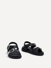 Linzi Black Jet Black Sandals With Large Buckle Detail - Image 3 of 5