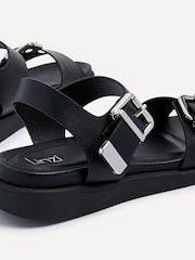 Linzi Black Jet Black Sandals With Large Buckle Detail - Image 5 of 5