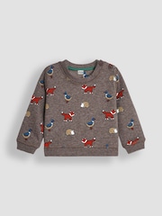 JoJo Maman Bébé Mocha Brown Woodland Friends Print Sweatshirt & Joggers Set - Image 2 of 5
