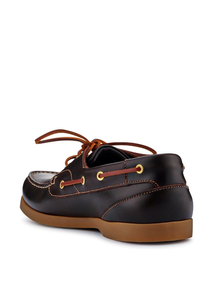 Jones Bootmaker Brown black Parsons Leather Boat Shoes - Image 4 of 6