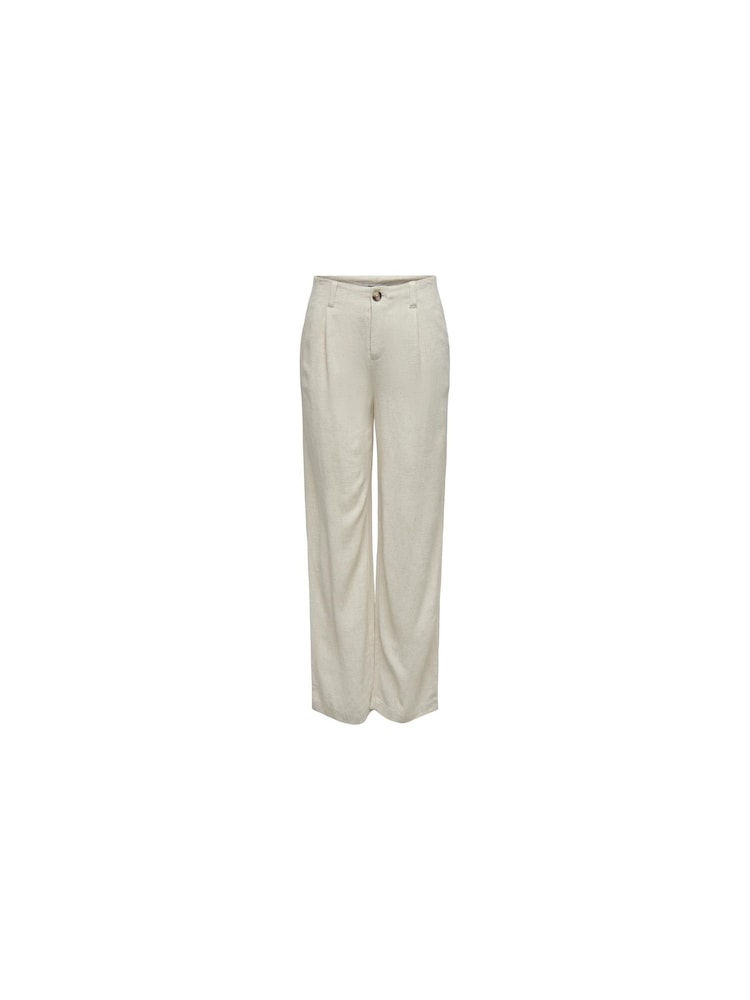 ONLY Cream Tailored Wide Leg Trousers With A Touch Of Linen - Image 1 of 3 ONLY Cream Tailored Wide Leg Trousers With A Touch Of Linen - Image 1 of 3