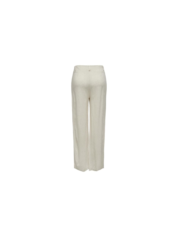 ONLY Cream Tailored Wide Leg Trousers With A Touch Of Linen - Image 2 of 3 ONLY Cream Tailored Wide Leg Trousers With A Touch Of Linen - Image 2 of 3