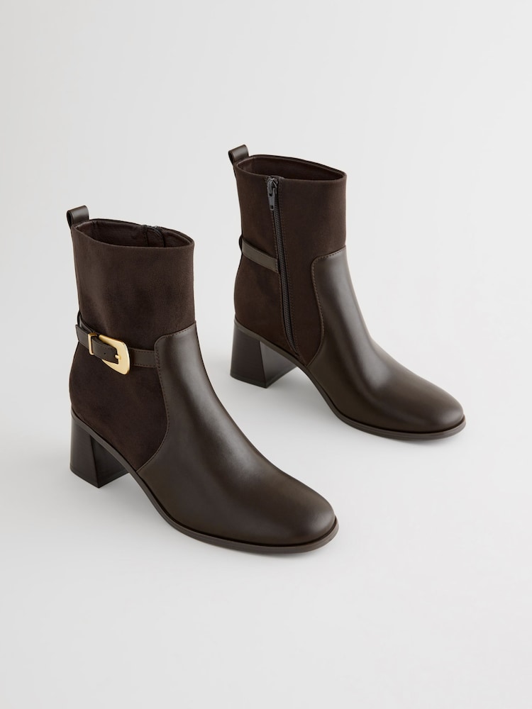 Chocolate Brown Forever Comfort® Buckle Ankle Boots - Image 4 of 8