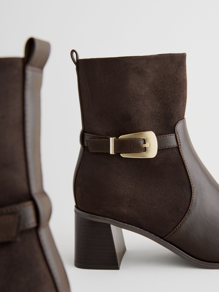 Chocolate Brown Forever Comfort® Buckle Ankle Boots - Image 8 of 8