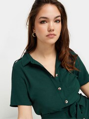 Long Tall Sally Dark Green Button Through Midi Dress - Image 4 of 5