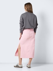 NOISY MAY Pink Midi Denim Skirt With Side Split - Image 2 of 7
