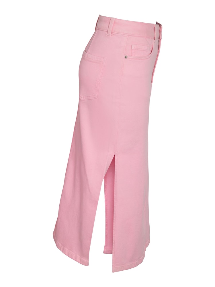 NOISY MAY Pink Midi Denim Skirt With Side Split - Image 7 of 7