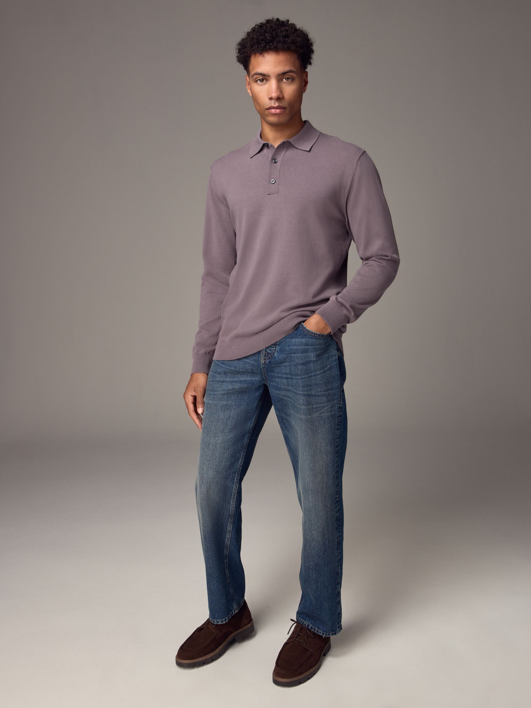 Solid Jacquard Knit Long Sleeve - Classic Fit