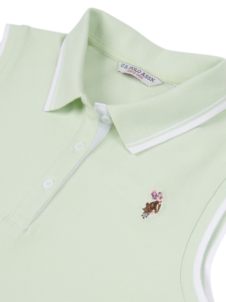 U.S. Polo Assn. Green Womens Fitted Sleeveless Polo Dress - Image 7 of 7