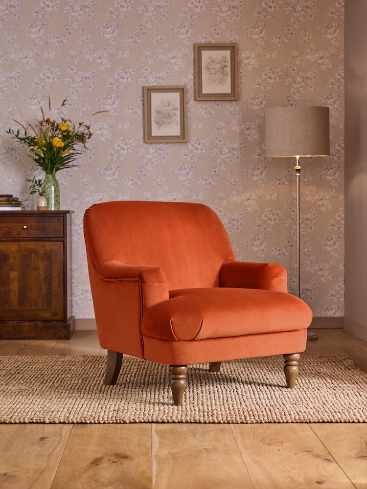 Laura Ashley Annaly Velvet Terracotta Clipsham Accent Chair - Image 1 of 8