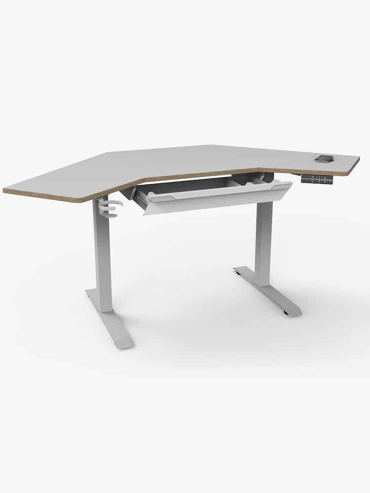Koble White Gino Corner Height Adjustable Desk With Drawer - Image 2 of 2