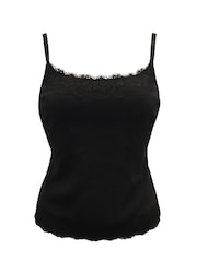 Pour Moi Black Cotton Lace Trim Hidden Underwired Bra Cami Top - Image 6 of 7