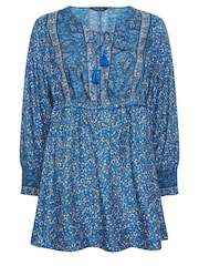 Yours Curve Blue Tiered Blouse - Image 5 of 5